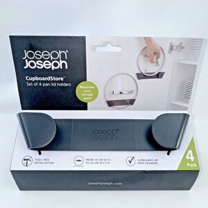 NEW Joseph Joseph Cupboard Store - Set of 4 Pan Lid Holders - Dark Grey Plastic‎
